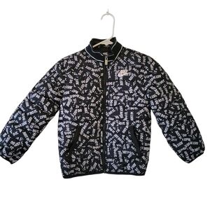 Nike Kids Black Puffer Jacket with White Logo Print